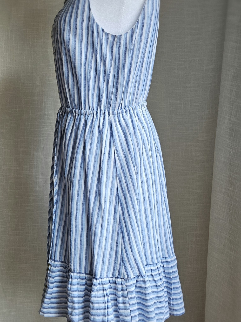 Draper James RSVP Striped Linen Blend Ruffle Hem Sleeveless Dress Size S - Picture 5 of 13